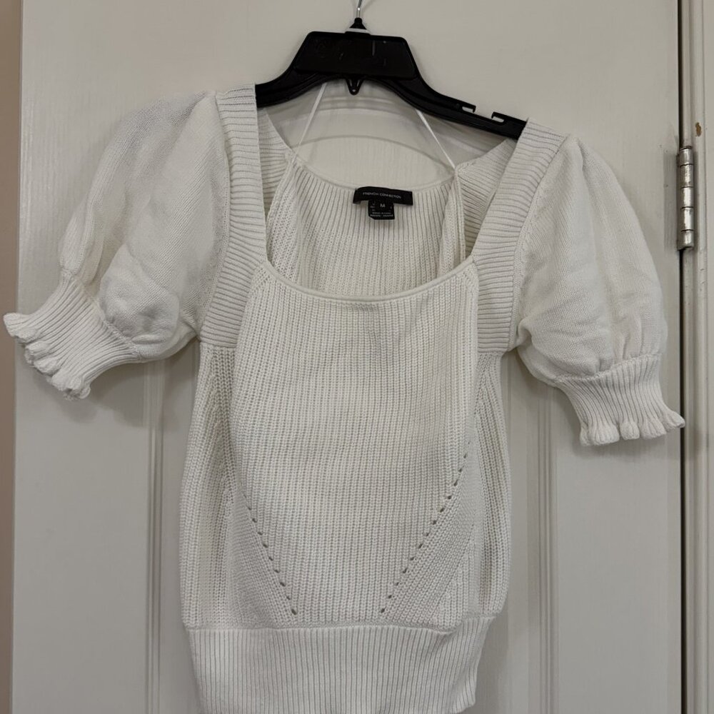 Women's French Connection White Short Sleeved Sweater size M